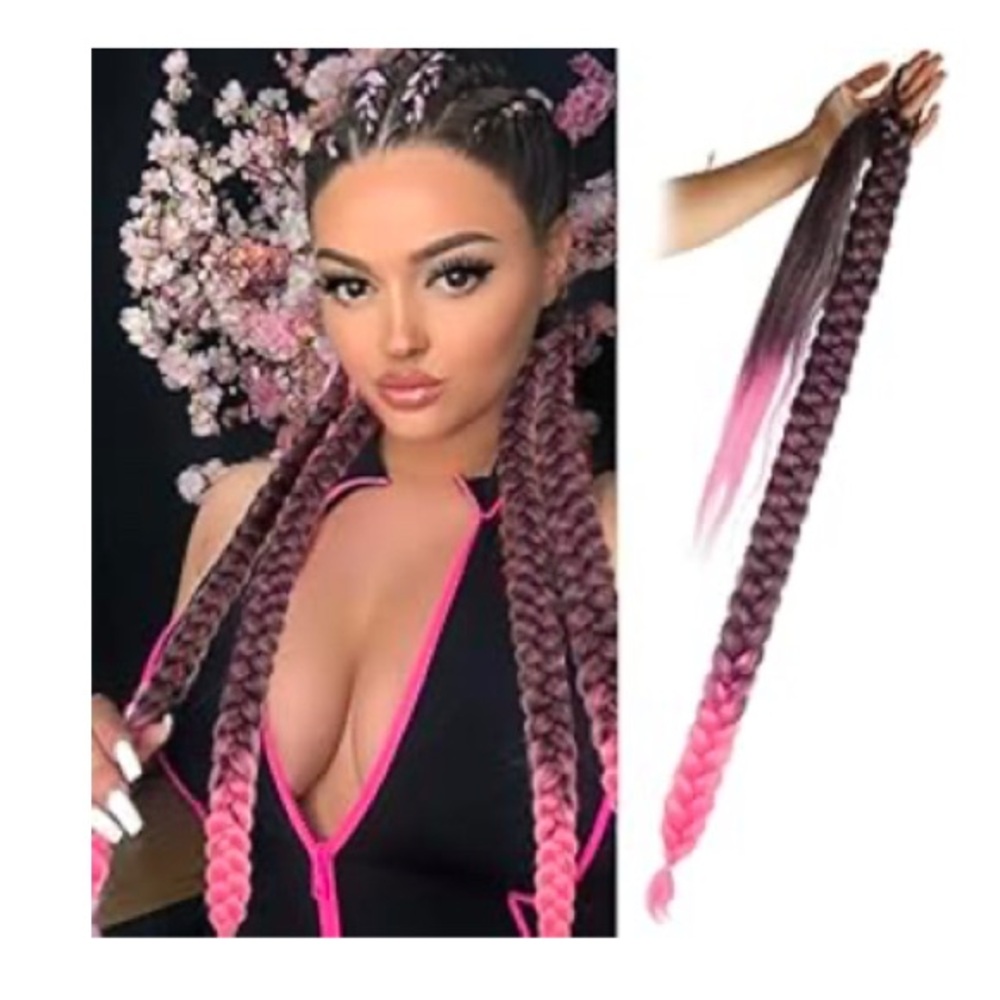 NEW Pink & Black Ombre Braid Extension - Hair Extension